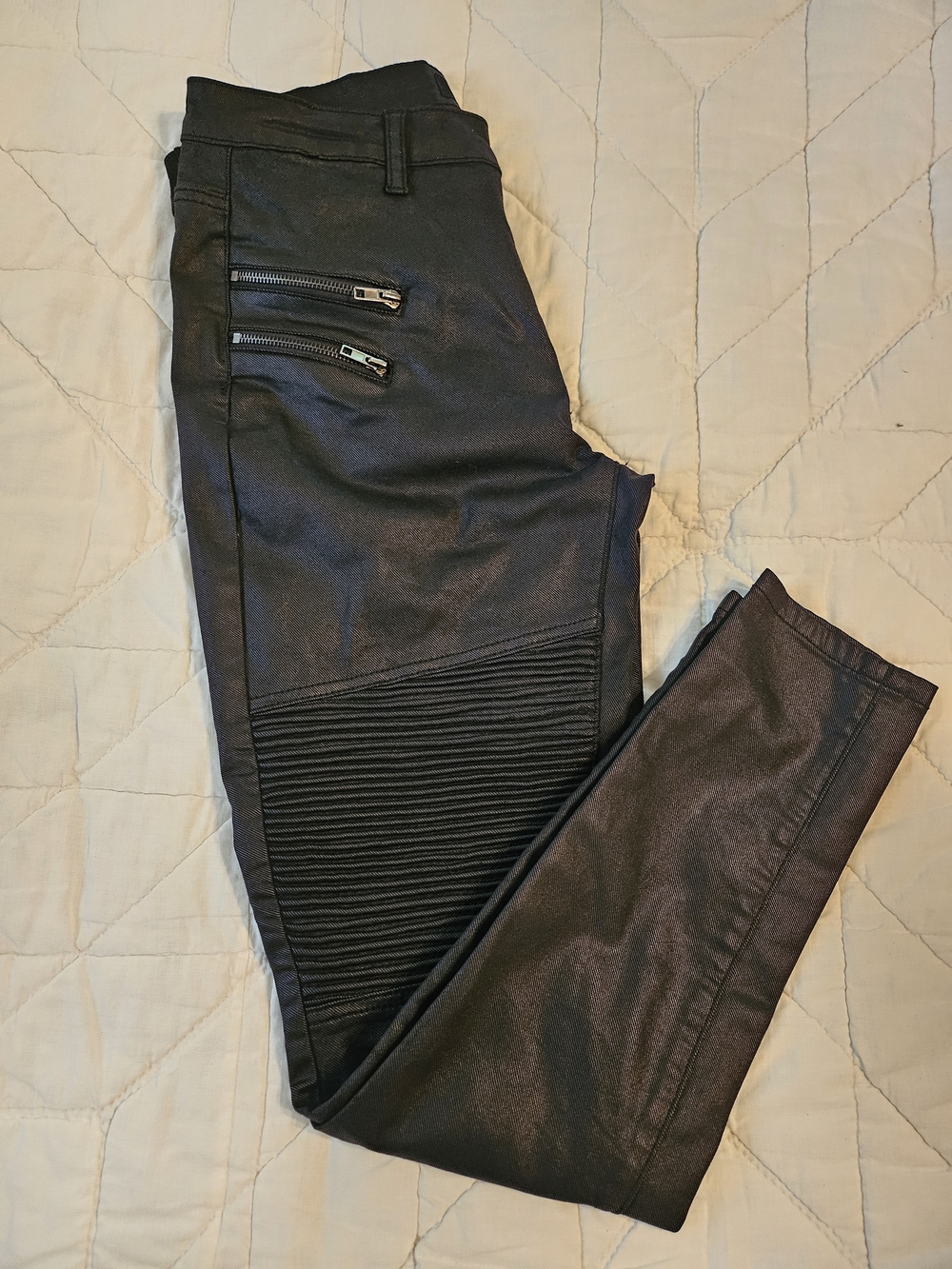 AKIRA Black Faux Leather Moto/ Biker Pants Size XL